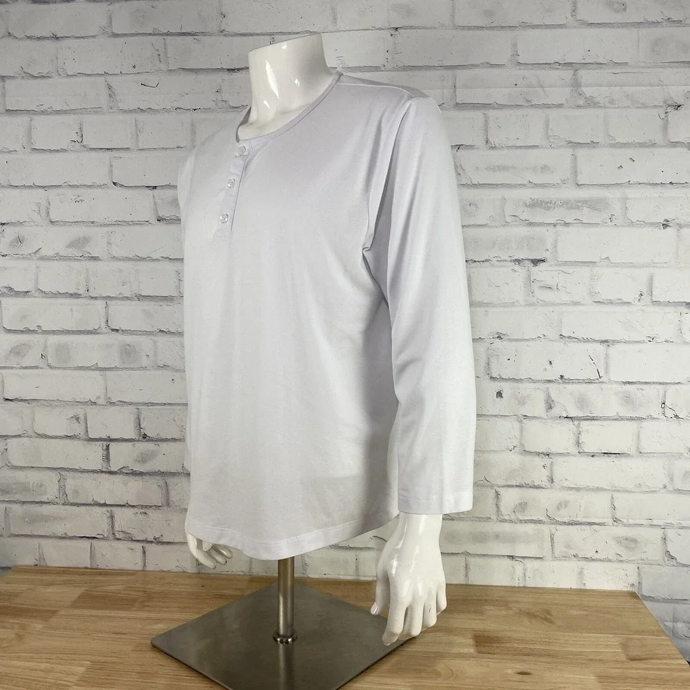 Cuts Shirt Men's XL SLIM Long Sleeve Henley Style White Curve‎ Hem (XXL tag) - Picture 3 of 10
